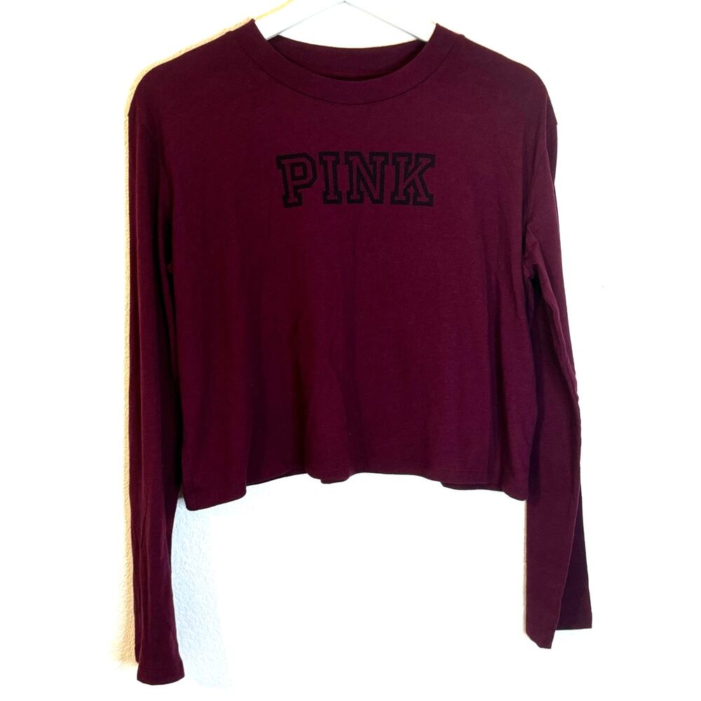 PINK Victoria Secret Women's Long Sleeve Cropped T-Shirt Size S‎